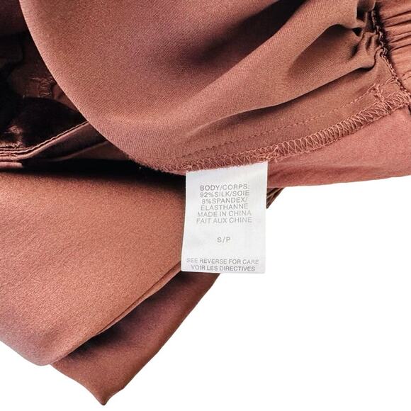 CAMI NYC Alex Pant Size Small Chocolate Brown Shiny Silk Pockets Relaxed - Picture 8 of 8